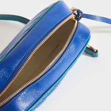 Load image into Gallery viewer, GUCCI GG Marmont Camera Bag in Blue with Turquoise Trim