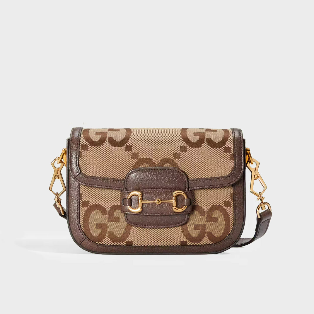 Mini Horsebit 1955 Jumbo GG Crossbody Bag in Brown