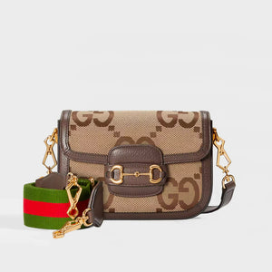 Jumbo GG belt bag in camel and ebony GG canvas