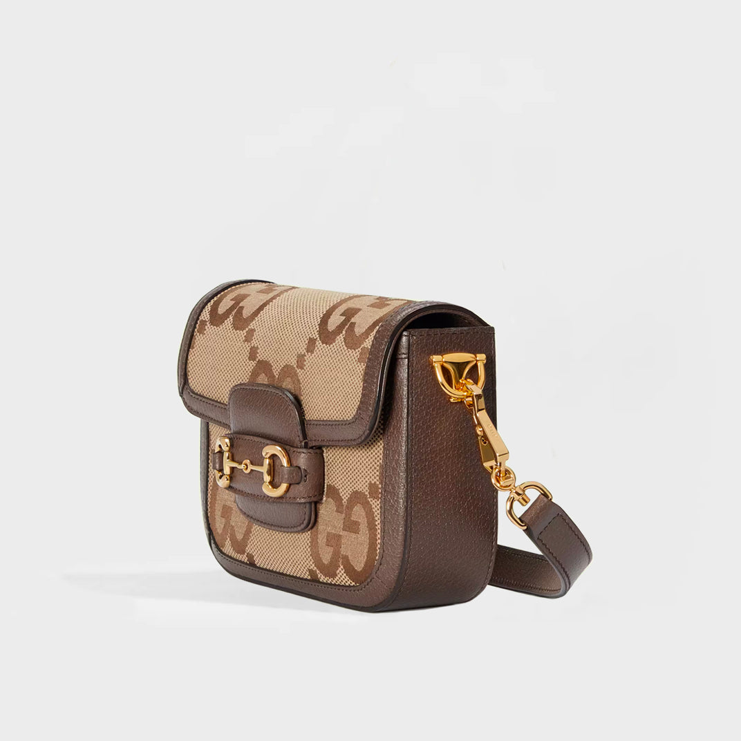 Mini Horsebit 1955 Jumbo GG Crossbody Bag in Brown