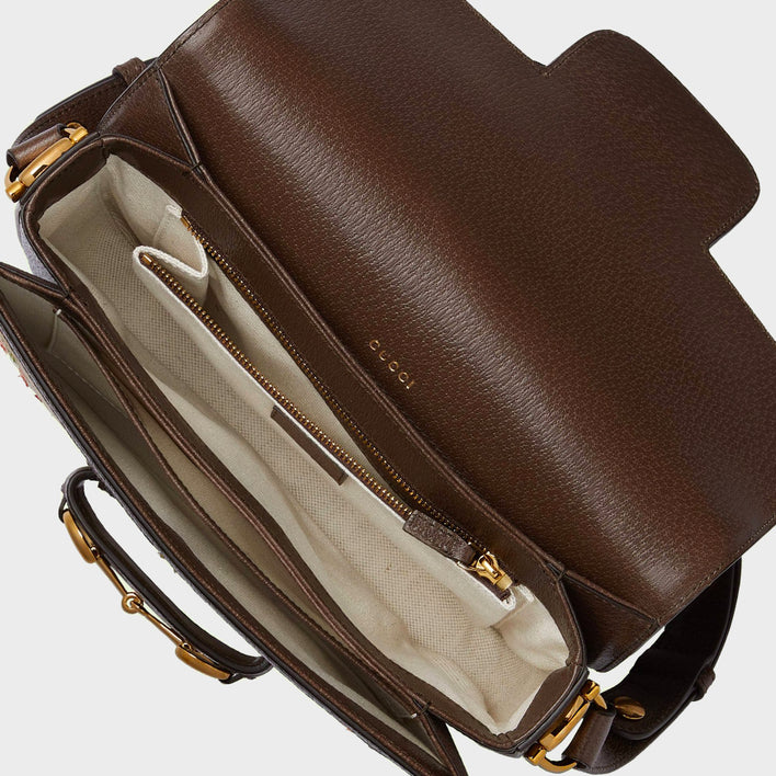 GUCCI Horsebit 1955 Jumbo GG Shoulder Bag in Camel and Ebony