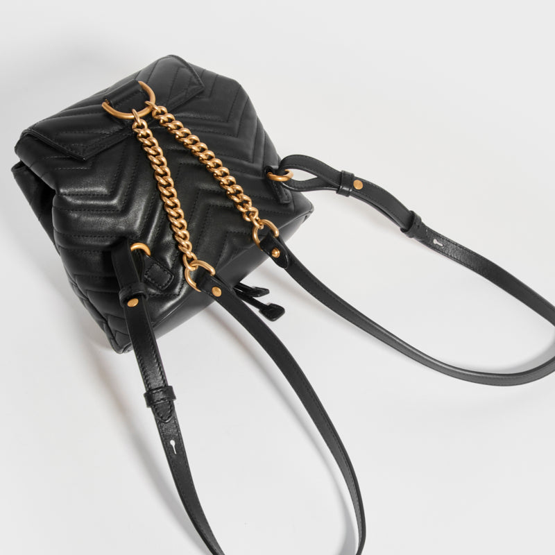 GUCCI GUCCI GG Marmont Quilted Leather Backpack in Black COCOON