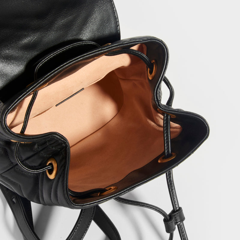 GUCCI GG Marmont Quilted Leather Mini Backpack in Black