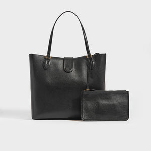 GUCCI Medium Tote with Double G in Black Leather