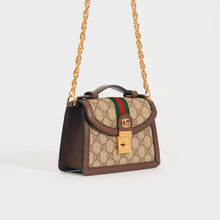 Load image into Gallery viewer, GUCCI Ophidia GG Mini Shoulder Bag in Beige and Ebony GG Supreme Canvas