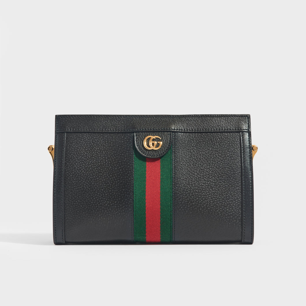 GUCCI Ophidia GG Small Shoulder Bag in Black Leather