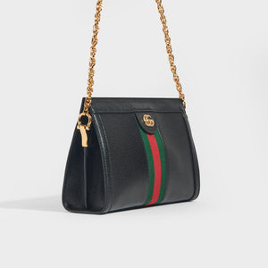GUCCI Ophidia GG Small Shoulder Bag in Black Leather