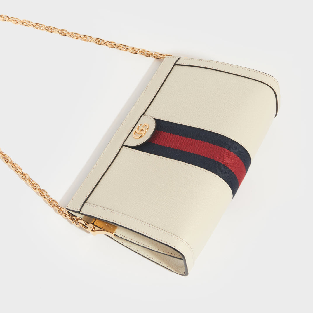 Ophidia GG Small Shoulder Bag in White Leather