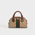 Ophidia GG Mini Top Handle Bag in Beige and Ebony