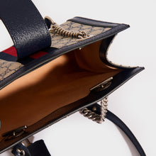 Load image into Gallery viewer, GUCCI Padlock Small GG Shoulder Bag in Beige and Blue GG Supreme Canvas
