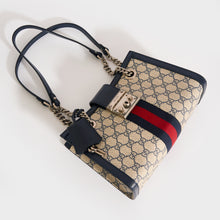Load image into Gallery viewer, GUCCI Padlock Small GG Shoulder Bag in Beige and Blue GG Supreme Canvas