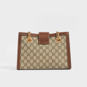 GUCCI Padlock Small GG Shoulder Bag in GG Supreme with Brown Leather