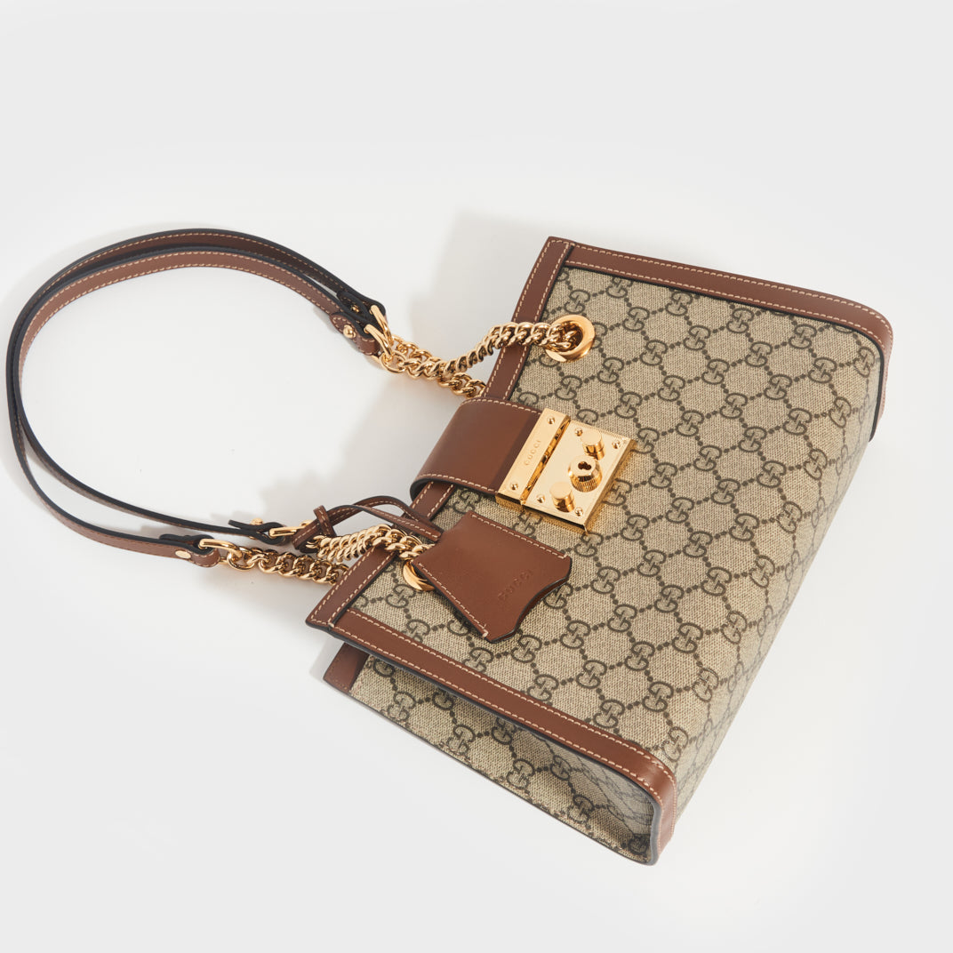 GG Supreme Padlock Small Shoulder Bag With Brown Leather Key Holder