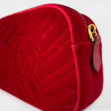 Load image into Gallery viewer, GUCCI Pre-Loved GG Marmont Camera Bag in Red Velvet