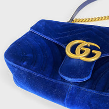Load image into Gallery viewer, GUCCI GG Marmont Small Velvet Shoulder Bag in Blue [ReSale]