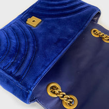 Load image into Gallery viewer, GUCCI GG Marmont Small Velvet Shoulder Bag in Blue [ReSale]