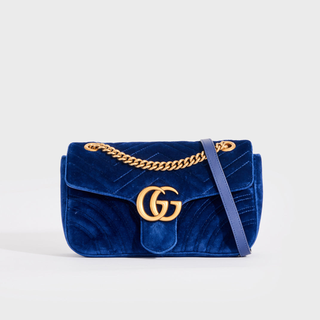 Gucci // Blue Velvet Matelasse GG Marmont Mini Shoulder Bag – VSP  Consignment