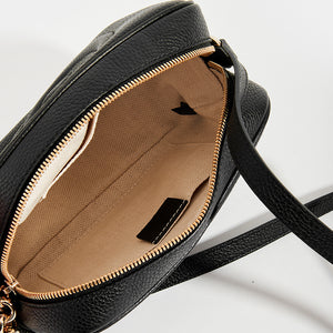 Interior of GUCCI Soho Small Leather Disco Bag in Black Leather