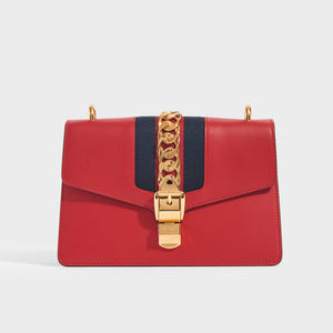 GUCCI Sylvie Small Shoulder Bag in Red Leather