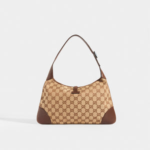 Rear view of GUCCI Vintage Jackie Small Canvas Handbag in Brown 