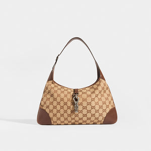 GUCCI Vintage Jackie Small Canvas Handbag in Brown - front view