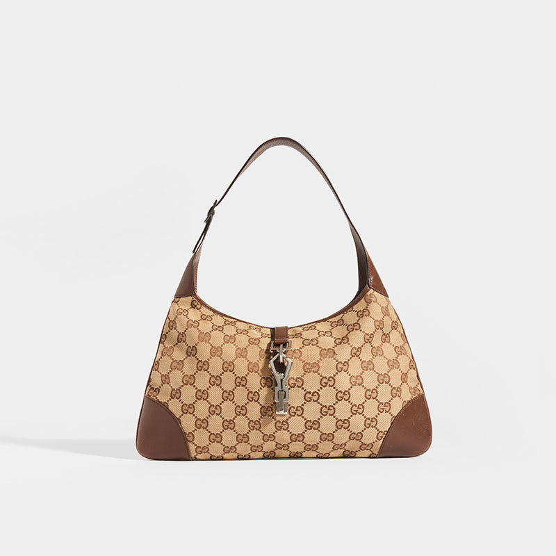 GUCCI Vintage Jackie Small Canvas Handbag in Brown - front view