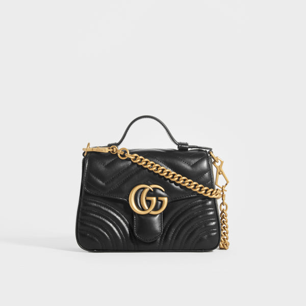 GUCCI GG Marmont Mini Top Handle Bag in Black | COCOON