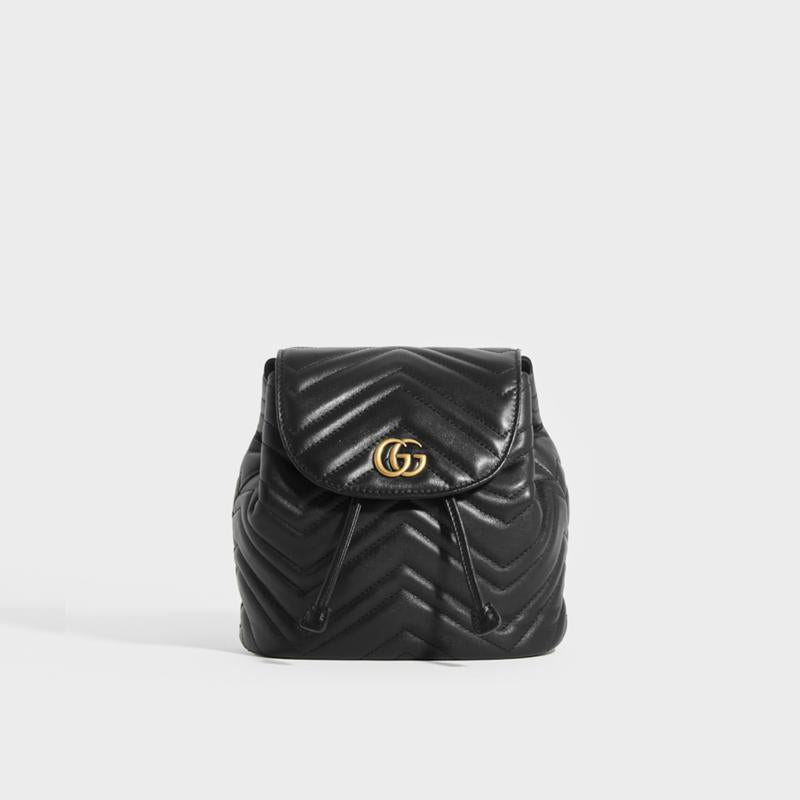 GUCCI GG Marmont Quilted Leather Mini Backpack in Black