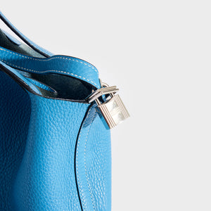 HERMÈS Taurillon Clemence Picotin Lock PM 13 Bag in Blue Jean