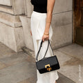 The Classic Small Leather Shoulder Bag in Black