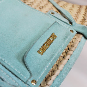 JACQUEMUS Le Panier Soleil Tote Bag with Light Turquoise Leather [ReSale]