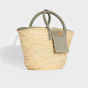 JACQUEMUS Le Panier Soleil Tote Bag with Grey Leather