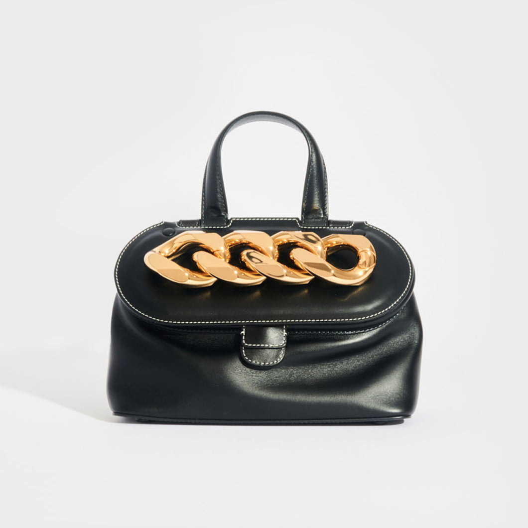 JW ANDERSON Small Chain Lid Leather Shoulder Bag in Black [ReSale]