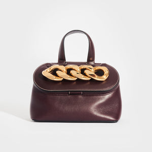 JW ANDERSON Small Chain Lid Leather Shoulder Bag in Burgundy [ReSale]