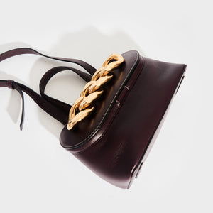 JW ANDERSON Small Chain Lid Leather Shoulder Bag in Burgundy [ReSale]