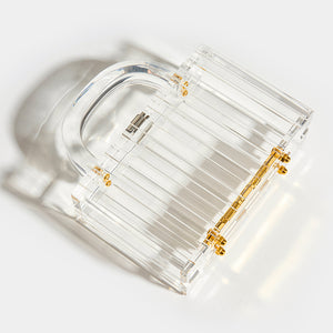 L'AFSHAR Lucite Pagoda Top Handle Clutch
