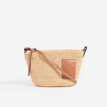 LOEWE X Paula's Ibiza Raffia and leather crossbody front