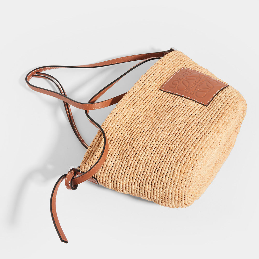 LOEWE X Paula's Ibiza Raffia and leather crossbody top