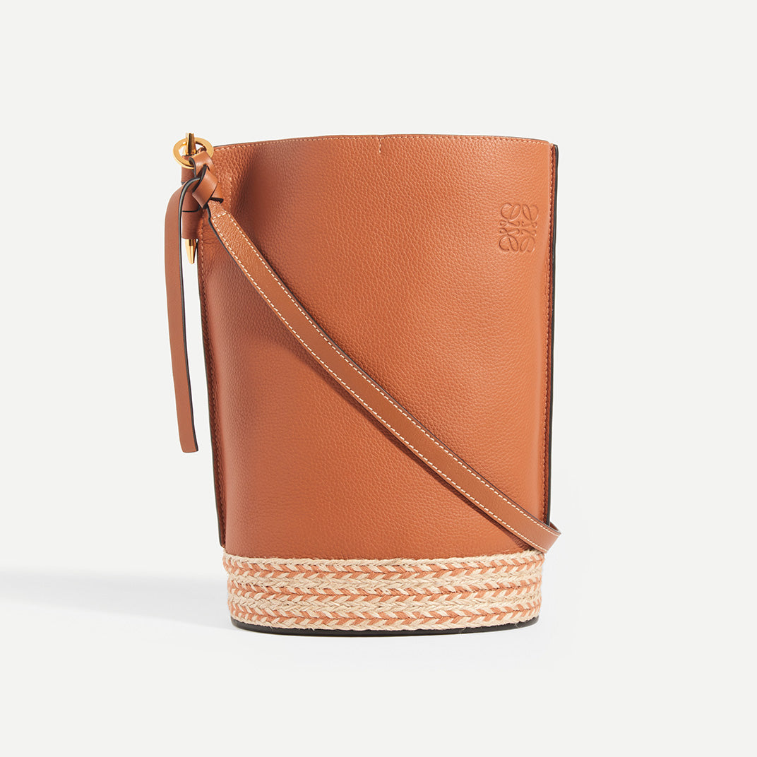 Loewe Beige/Orange Paula's Ibiza Raffia and Leather Crossbody Bag Loewe