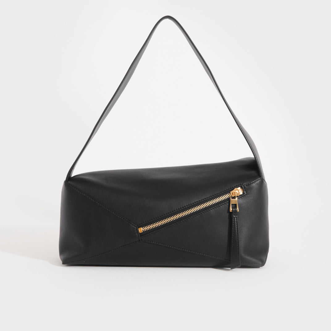 Puzzle Hobo Bag in Black Leather
