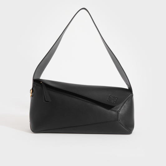 Puzzle Hobo Bag in Black Leather