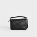Mini Puzzle Bag in Black Leather
