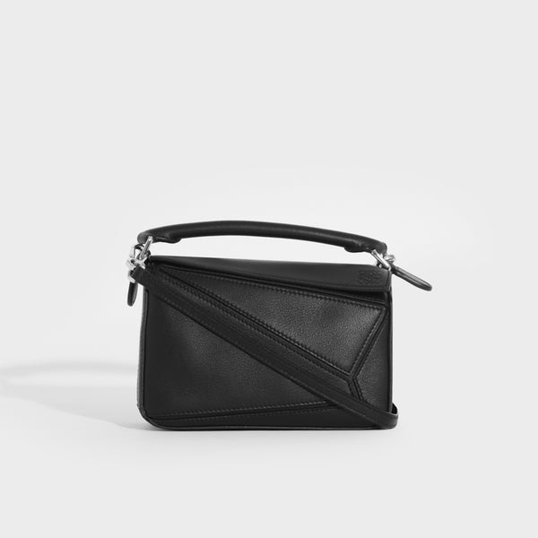 LOEWE Puzzle Mini Leather Shoulder Bag in Black COCOON