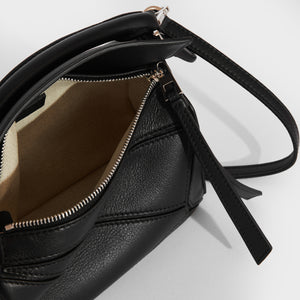 LOEWE Puzzle Mini Leather Shoulder Bag in Black