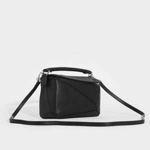 LOEWE Puzzle Mini Leather Shoulder Bag in Black