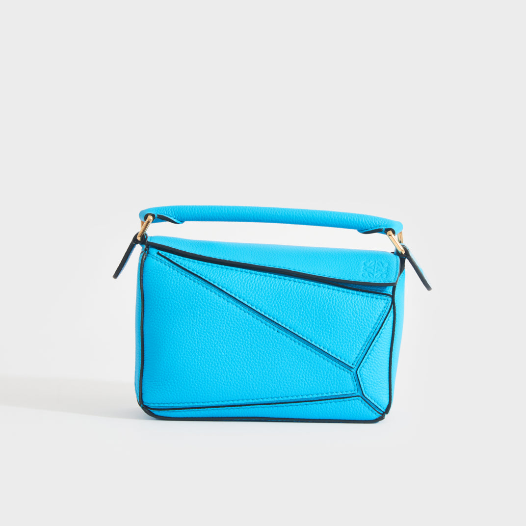 LOEWE Puzzle Mini Leather Shoulder Bag in Blue