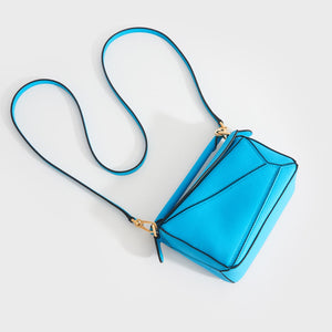 LOEWE Puzzle Mini Leather Shoulder Bag in Blue