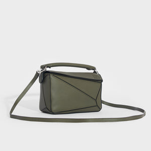 LOEWE Puzzle Mini Leather Shoulder Bag in Green