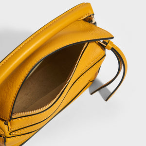 LOEWE Puzzle Mini Leather Shoulder Bag in Mustard