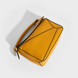 LOEWE Puzzle Mini Leather Shoulder Bag in Mustard